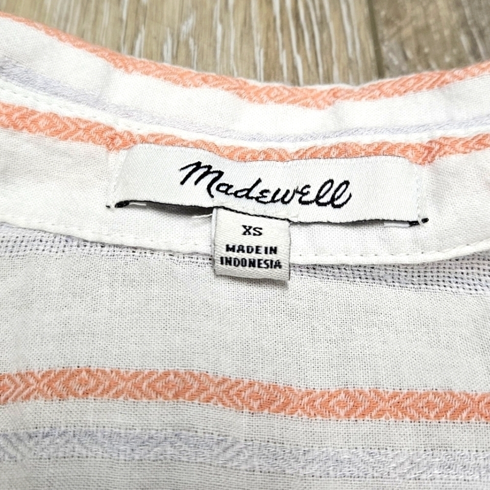 Madewell Beachside Shirt Seersucker Delmar Stripe Pocket Button Up Women's XS - Picture 6 of 11